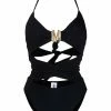 Moschino M logo cut-out swimsuit