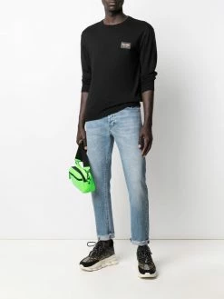 Moschino logo-patch crew neck sweater