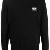 Moschino logo-patch crew neck sweater