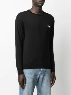 Moschino logo-patch crew neck sweater