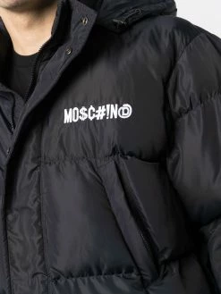 Moschino logo-embroidered puffer coat