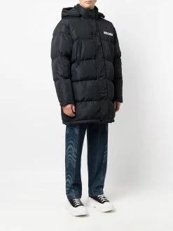 Moschino logo-embroidered puffer coat