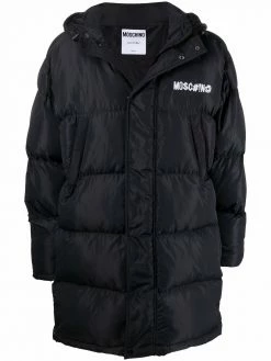 Moschino logo-embroidered puffer coat