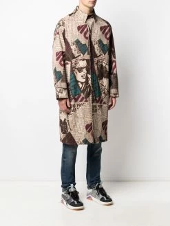 Moschino newspaper-print fitted coat