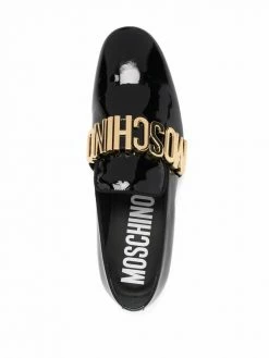 Moschino logo-plaque glossy loafers