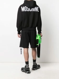 Moschino logo-appliqué zipped hoodie