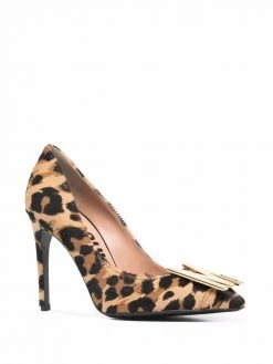 Moschino logo-plaque leopard pumps