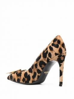 Moschino logo-plaque leopard pumps