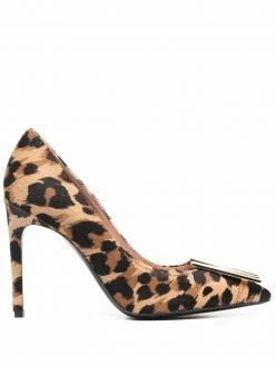 Moschino logo-plaque leopard pumps