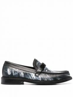 Moschino abstract-print logo loafers