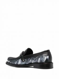 Moschino abstract-print logo loafers