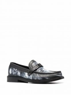 Moschino abstract-print logo loafers