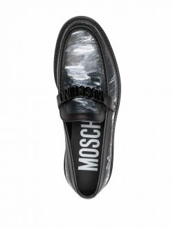Moschino abstract-print logo loafers