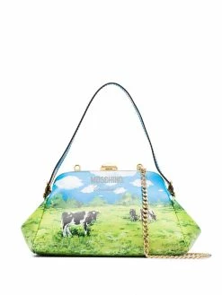 Moschino landscape-print leather mini bag