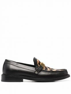 Moschino leopard-print logo loafers