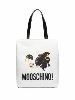 Moschino cow-print nylon tote bag