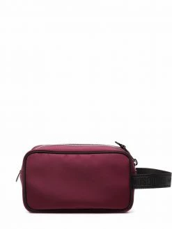 Moschino two-tone logo-patch wash bag