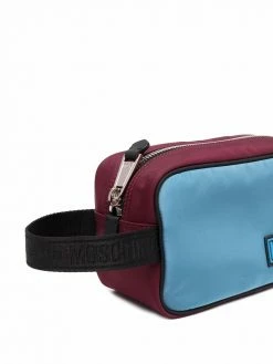 Moschino two-tone logo-patch wash bag
