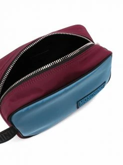 Moschino two-tone logo-patch wash bag
