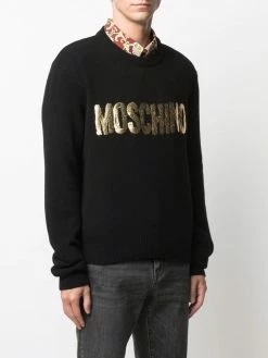 Moschino painted-logo long-sleeve jumper