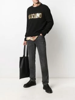 Moschino painted-logo long-sleeve jumper