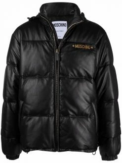 Moschino quilted down-feather leather jacket