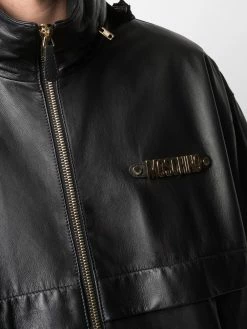 Moschino zip-up logo-detail sheepskin jacket