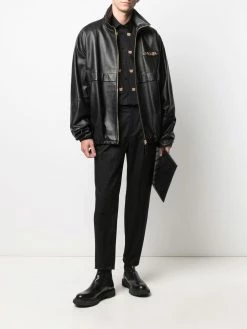 Moschino zip-up logo-detail sheepskin jacket