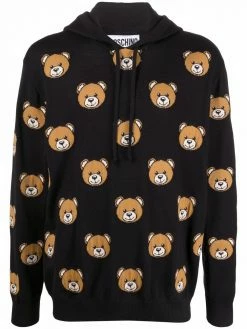 Moschino teddy-print wool hoodie