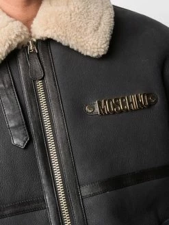 Moschino logo-plaque shearling jacket