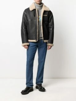Moschino logo-plaque shearling jacket