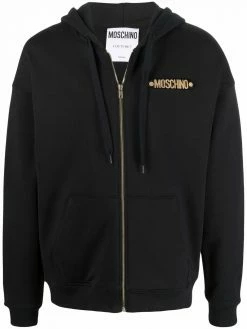 Moschino logo-lettering zipped hoodie