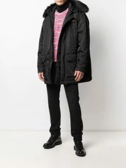 Moschino logo-plaque faux-fur parka