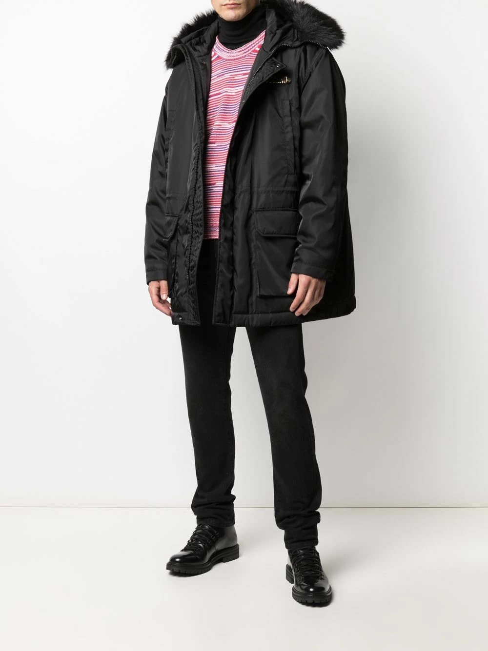 Top 10 ๐ Moschino Logo plaque faux fur parka ๐ 4 Moschino logo-plaque faux-fur parka