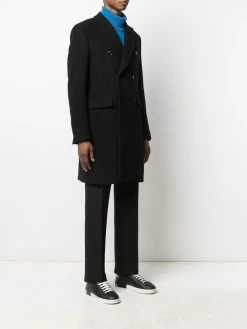 Moschino double-breasted logo plaque coat