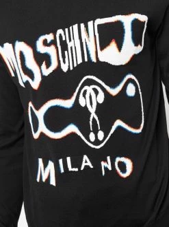 Moschino Warped Glitch logo-knit jumper