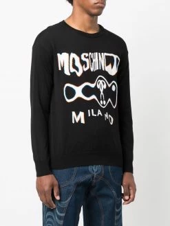 Moschino Warped Glitch logo-knit jumper