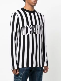 Moschino striped logo intarsia-knit jumper