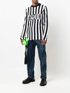 Moschino striped logo intarsia-knit jumper