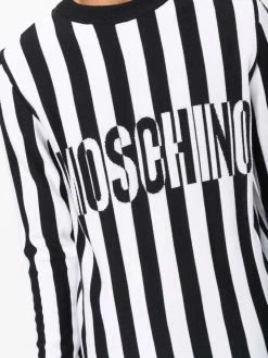 Moschino striped logo intarsia-knit jumper
