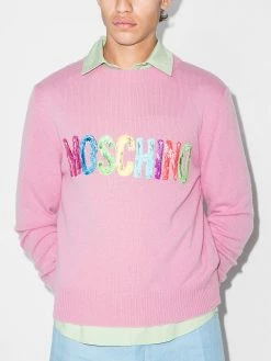 Moschino logo-print crew-neck jumper