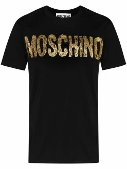 Moschino paint-effect metallic logo T-shirt