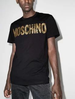Moschino paint-effect metallic logo T-shirt
