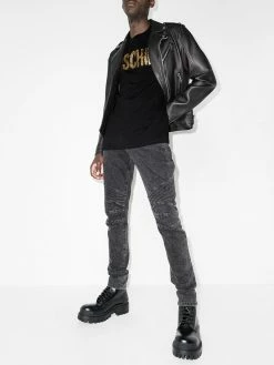 New ๐ฏ Moschino Paint effect metallic logo T ๐ shirt โญ 11 Moschino paint-effect metallic logo T-shirt