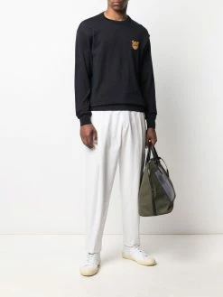 Moschino Teddy Bear logo-intarsia cotton jumper