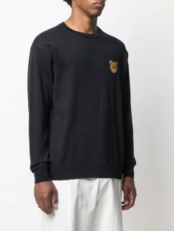 Moschino Teddy Bear logo-intarsia cotton jumper