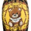 Moschino Bear logo print fitted silk skirt