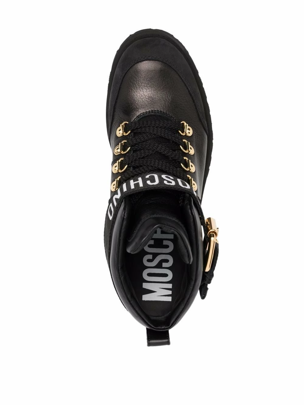 Top 10 ๐ฅ Moschino Logo strap chunky ๐ฅพ boots ๐ 6 Moschino logo-strap chunky boots