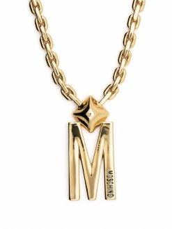Moschino rolo chain logo-charm necklace