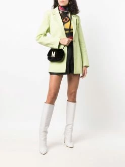 Moschino faux-fur logo-plaque crossbody bag